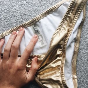 Gold Victoria’s Secret bikini bottoms